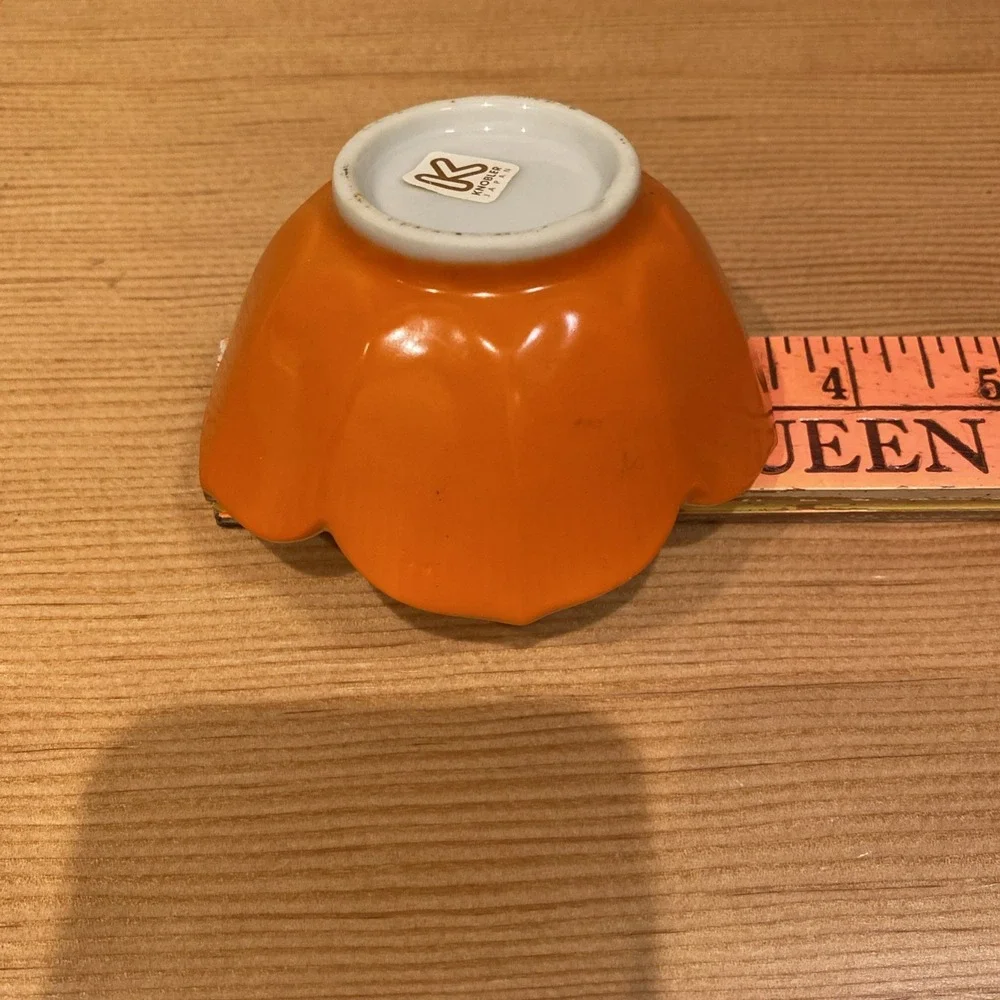 Vintage Knobler Japan Lotus Bowl Porcelain |‎ MCM Kitchen Decor Orange 3.5